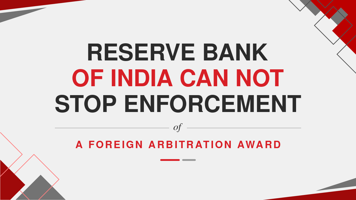 Reserve Bank of India can not stop enforcement of a foreign arbitration award